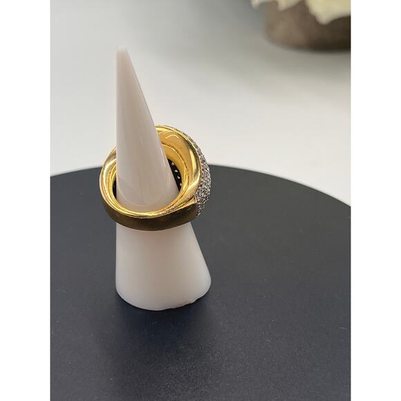 Designer Sterling Silver Vermeil Cubic Zirconia Cocktail Dome Ring Sz 6.5 - Picture 4 of 15